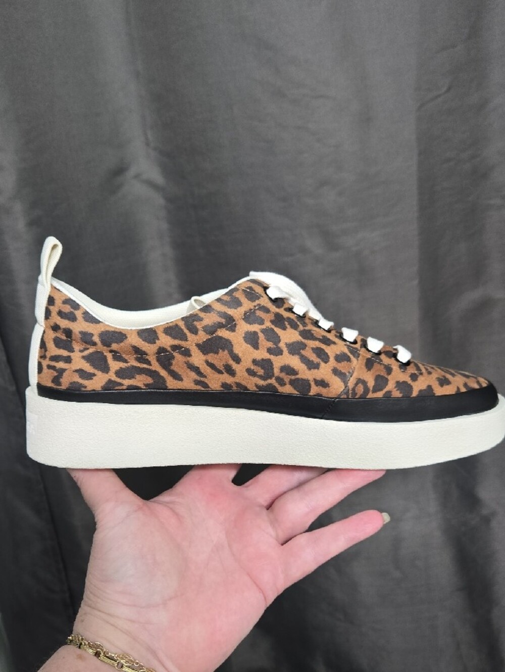 WEEKEND SALE! Via Spiga Leopard-Print Platform Lace-Up Sneakers - Brown & White - Picture 11 of 12